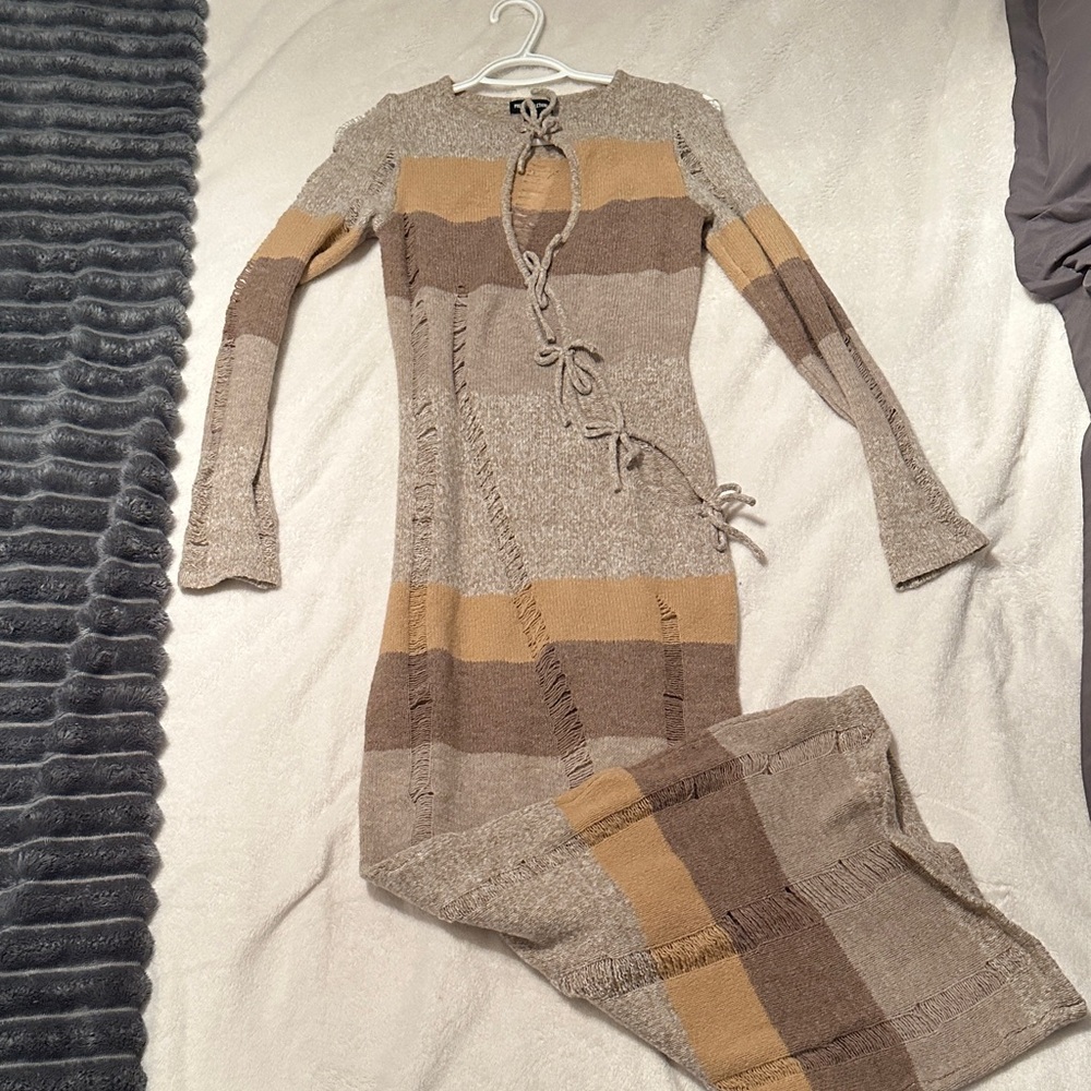 Pretty little things Striped Knit Dress with cut outa